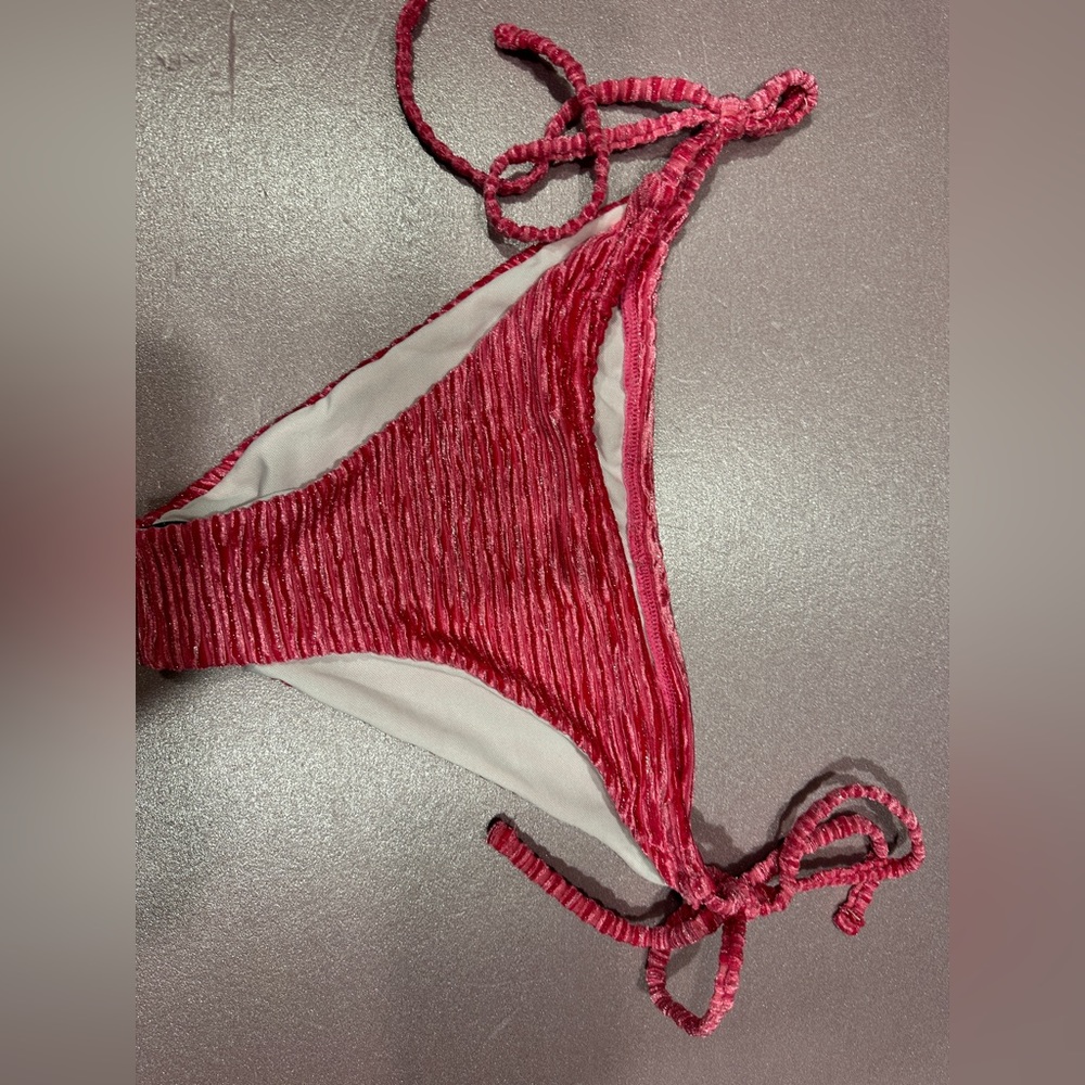 Velvet Ruched Bandeau tie side Bikini swimsuit - Picture 5 of 6
